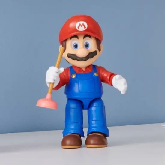 Nintendo The Super Mario Bros. Movie Mario Figure with Plunger Accessory image {4}