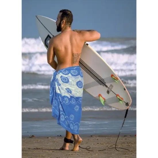 LA LEELA Men's Sarong Bath Trunk Wraps Pareo One Size Allover Sun Blue image {2}