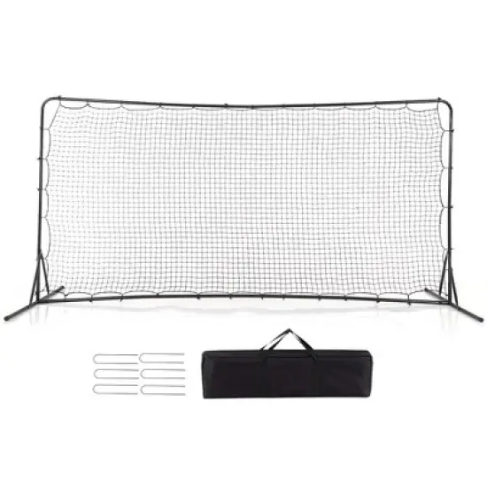 Costway Soccer Rebounder Net 12 x 6 FT Portable Football Training Equipment with Net White/Black image {8}