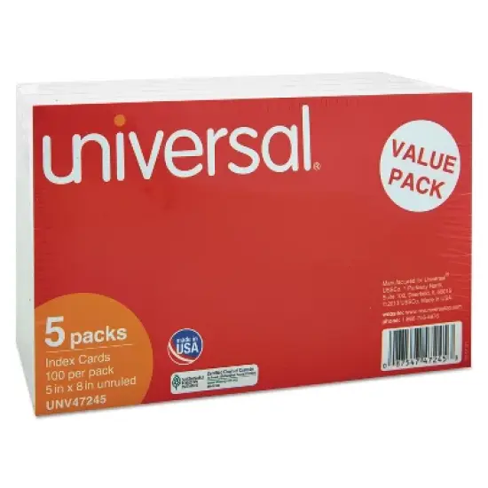 UNIVERSAL Unruled Index Cards 5 x 8 White 500/Pack 47245 image {2}