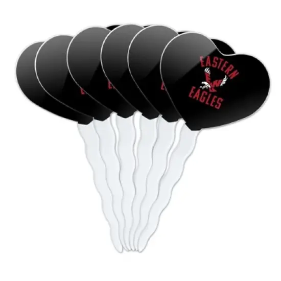 Eastern Washington University Eagles Heart Love Cupcake Picks Toppers Decoration Set of 6 image {7}
