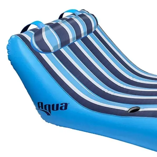Aqua Leisure Inflatable Ultra Cushioned 1 Person Oversized Outdoor Pool and Lake Lounger Float with Adjustable Pillow Headrest image {2}