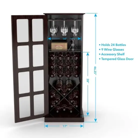 Windowpane Wine Cabinet Espresso - Atlantic image {5}