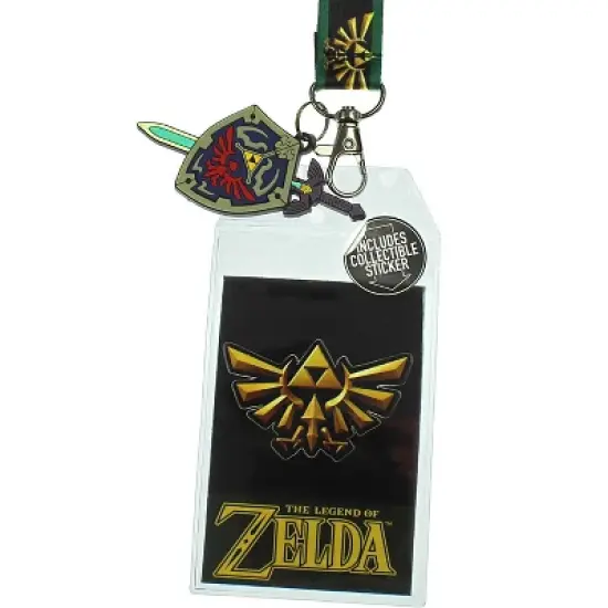 The Legend of Zelda Lanyard with 3D Rubber Shield Keychain and Clear ID Holder image {1}