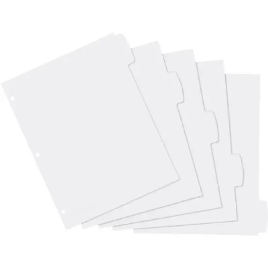 Avery Durable Plastic Write & Erase Big Tab Dividers for 3 Ring Binder, White, 5 Tab Set, 4 Packs, 4 Sets Total (16370) image {4}