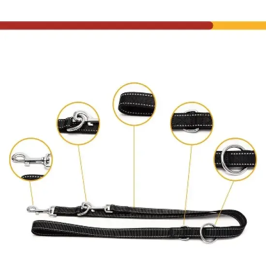 Happilax 6.5ft Adjustable Dog Leash for Large Breeds - Black image {3}