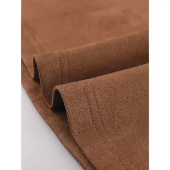 Allegra K Women's Faux Suede Button Front High Waist Pleated Midi Skater Skirt image {4}