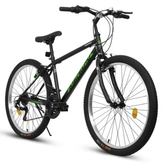 NAYSAYE 26 Inch Mountain Bike with Carbon Steel Frame 21 Speed Dual V Brakes for Adults and Teens for Trail Riding, Black and Green, 69.57"*27"*39" image {5}