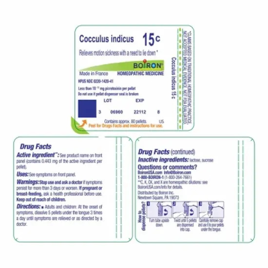 Cocculus Indicus 15C by Boiron Homeopathic Single Medicine For Digestive  -  80 Pellet image {1}