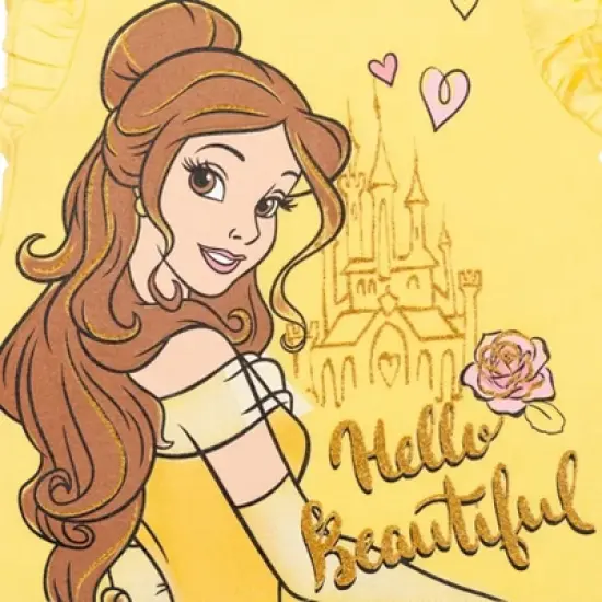 Disney Frozen Moana Princess Rapunzel Snow White Raya and the Last Dragon Baby Girls Peplum T-Shirt and French TerryShorts Outfit Set Infant image {3}