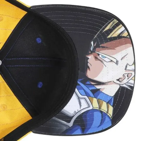 Dragon Ball Z Vegeta Super Saiyan Crest Men's Blue & Yellow Precurve Snapback Hat image {5}