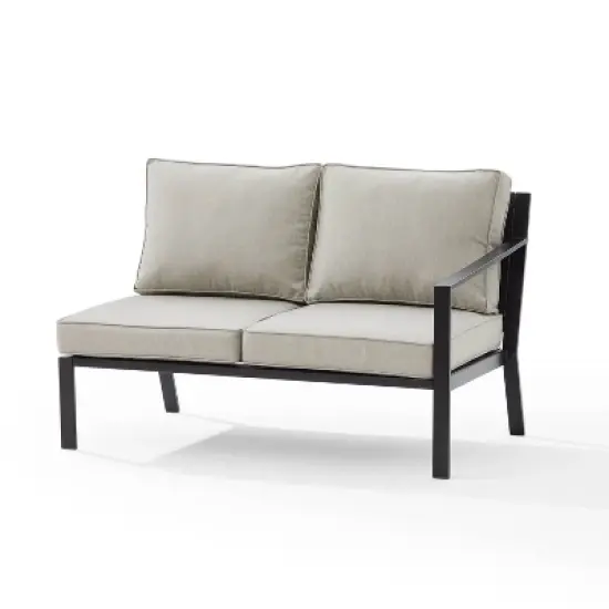 Clark Outdoor Steel Right Side Loveseat Taupe/Matte Black - Crosley image {9}