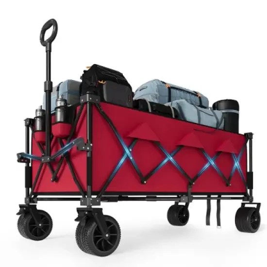 350L Large Capacity Collapsible Wagon Cart Foldable, 460 lbs Load All Terrain Utility Wagon with Cup Holders image {10}