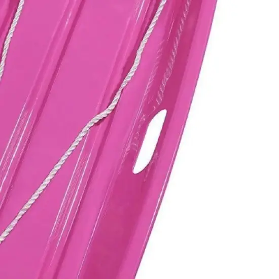 Slippery Racer Downhill Sprinter Flexible Kids Toddler Plastic Cold-Resistant Toboggan Snow Sled w/ Pull Rope and Handles, 2 Pack, 1 Pink and 1 Red image {3}