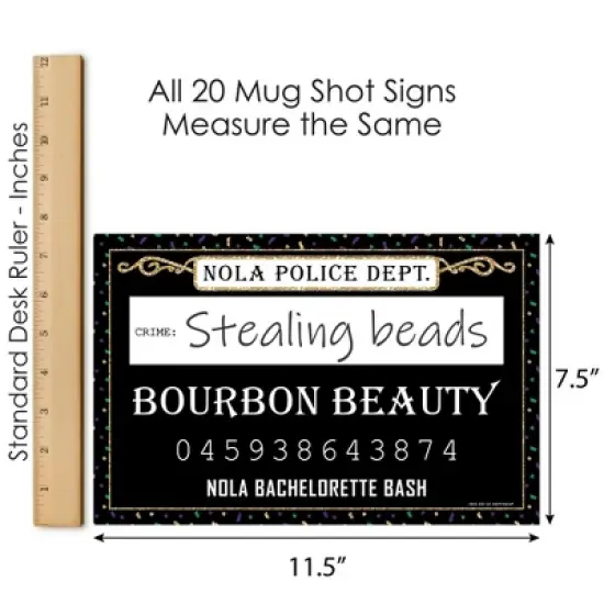 Big Dot of Happiness Nola Bride Squad - New Orleans Bachelorette Party Mug Shots - Photo Booth Props Mugshot Signs - 20 Count image {4}