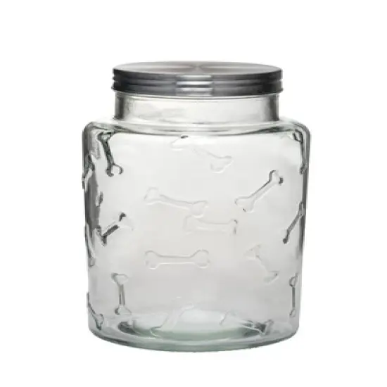 Amici Pet Bailey Bones Glass Canister Pet Treat Container Airtight, Dog Bone Design, Dishwasher Safe image {5}