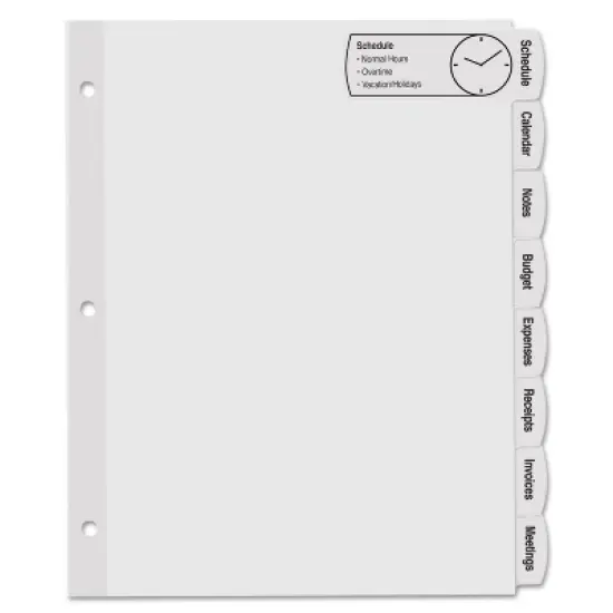 Avery Big Tab Large White Label Tab Dividers 8-Tab Letter 14441 image {1}