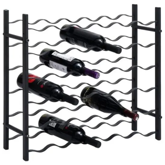 vidaXL Black Iron Wine Rack - Stylish, Durable and High-Capacity Storage Solution for Up to 36 Wine Bottles, Easy Assembly Required image {1}