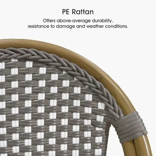 PURPLE LEAF 2-Pack Grey Rattan Bar Stools &uml;C 25" Counter Height, Chic for Kitchen & Patio image {6}