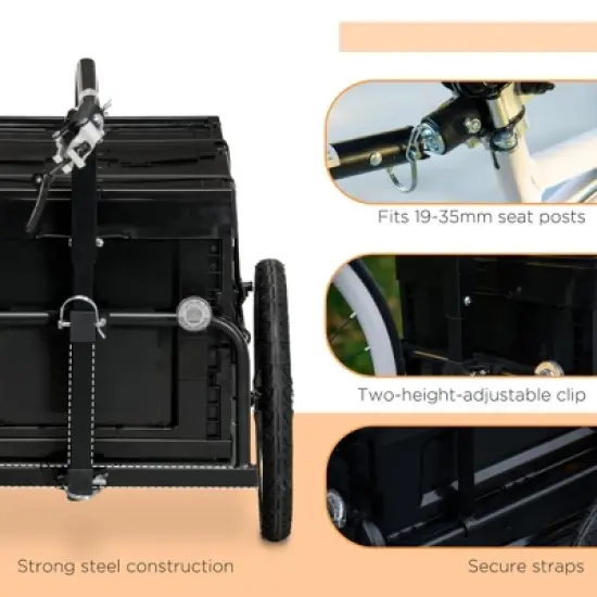 Aosom Bike Trailer Bicycle Cargo Trailer Wagon with Removable Storage Box, Galvanized Bottom image {4}