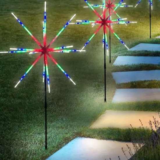 Flipo Multi-Colored Sparkler 126 LED Garden Lights Waterproof Great for Holidays Parties & More Control Brightness & Mode W/Remote Control image {5}