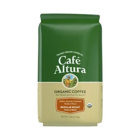 Cafe Altura 100% Organic Whole Bean Coffee Regular - 5 lbs/1 Bag image {1}