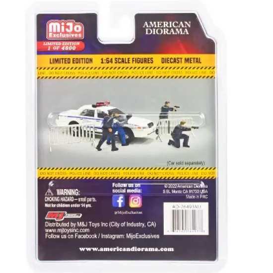 "Police Line" 6 piece Diecast Set (4 Figurines and 2 Accessories) Limited Ed to 4800 pcs 1/64 Scale Models by American Diorama image {2}