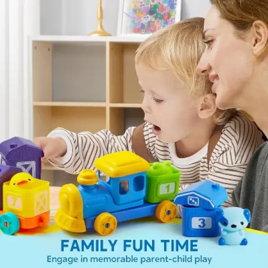 Joyfy Montessori Learning Toys for Toddlers 1 2 3 Years Old, Counting, Matching & Sorting Toy Train Finger Puppets, Birthday Gift for Baby Boys Girls image {8}