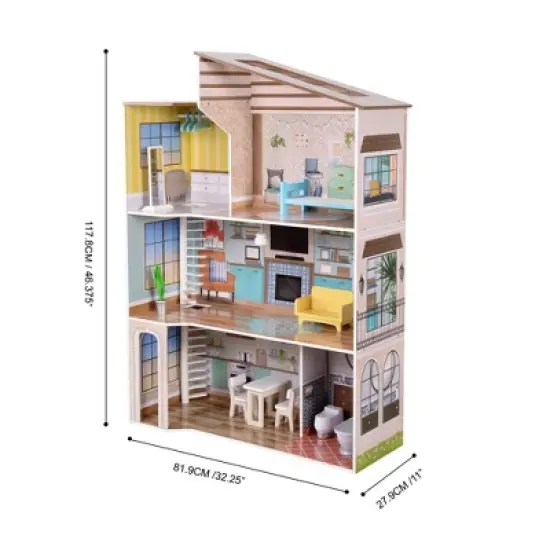 Olivia's Little World by Teamson Kids Wooden Dreamland Mediterranean Dollhouse Set image {4}