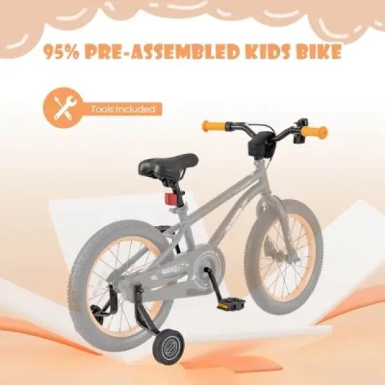 Costway 14/16/18-Inch Kid&rsquo;s Bike for 4-7 Years Old with Adjustable Saddle & Anti-slip Handlebar Silver/Red/Pink/Black image {6}