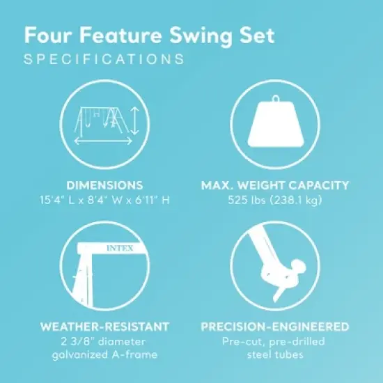 Intex 4 Activity Feature Colored Playground Swing with Trapeze Bar image {2}