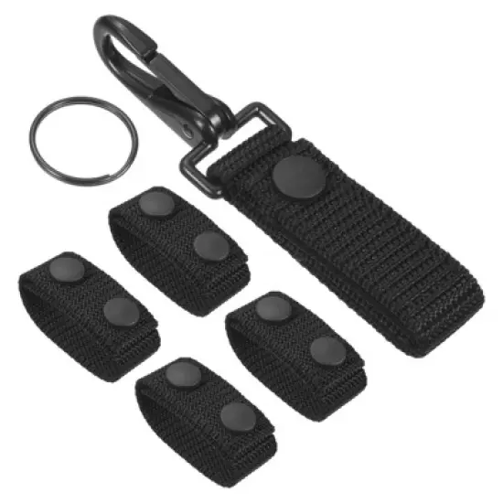 Unique Bargains Belt Keeper Set Nylon Webbing Strap Loop Key Holder with Snaps for Belt Security Fixing Black 5Pcs image {6}