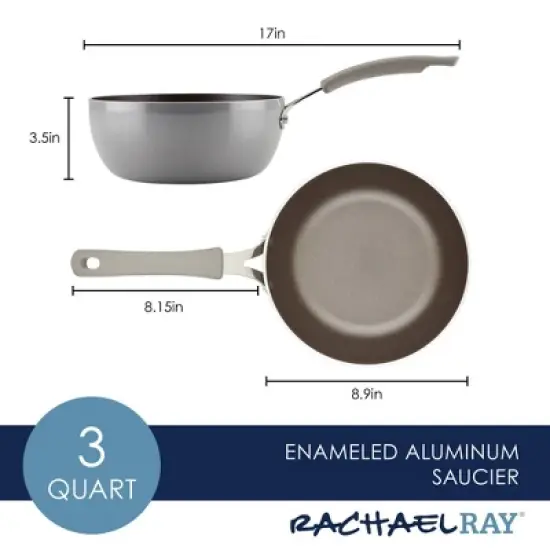 Rachael Ray Cook + Create Aluminum Nonstick Saucier Pan 3qt Gray image {9}