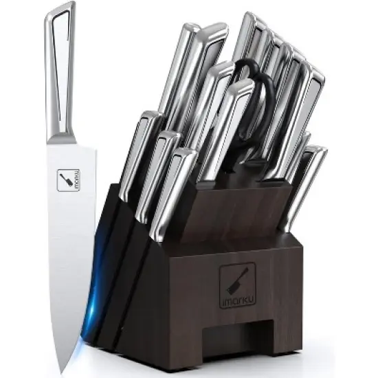 imarku Knife Set,16-Piece Premium Knife Sets for Kitchen with Block, Stainless Steel Kitchen Knife Set,Knife Block Set with Kitchen Sharpener image {9}