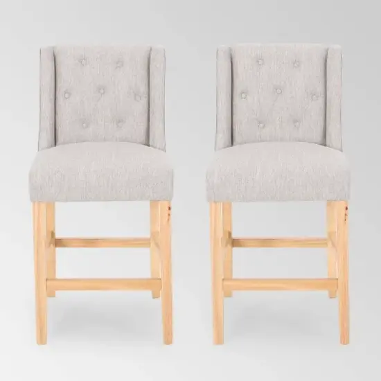 Set of 2 Landria Button Tufted Wingback Counter Height Barstools - Christopher Knight Home image {8}