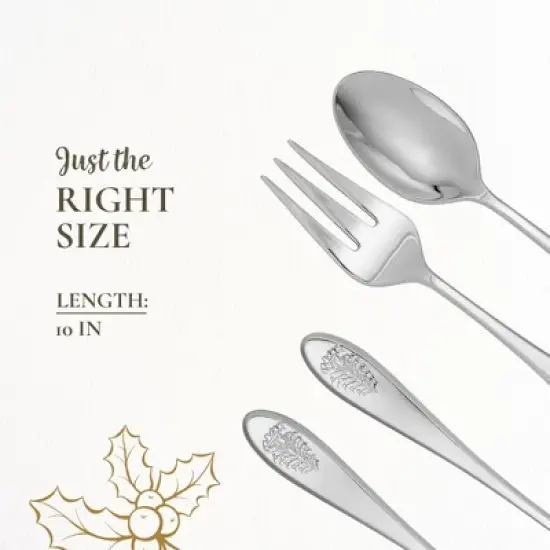 Spode Christmas Tree Salad Servers (Set of 2) - 10 Inch Flatware Serving Spoon & Fork, Festive Holiday Tableware, Stainless Steel - Dishwasher Safe image {6}