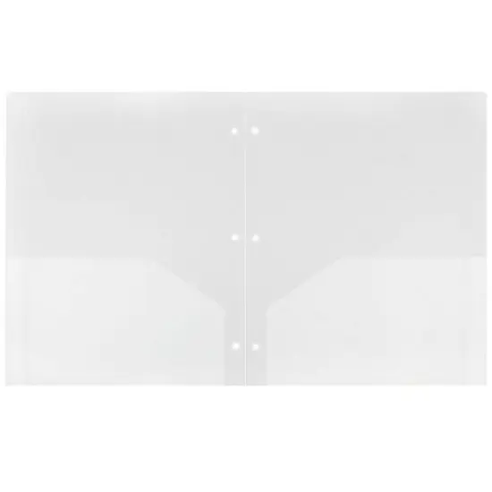 JAM 6pk Heavy Duty 3 Hole Punch 2 Pocket School Presentation Paper Folder Clear image {1}