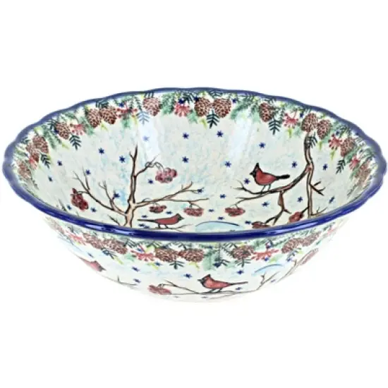 Blue Rose Polish Pottery 204 Vena Large Serving Bowl image {10}