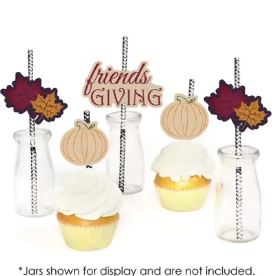 Big Dot of Happiness Friends Thanksgiving Feast - Friendsgiving Paper Straw Decor - Party Striped Decorative Straws - Set of 24 image {4}