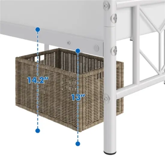 Yaheetech Queen Size Vintage Metal Bed Frame with Headboard, White image {6}