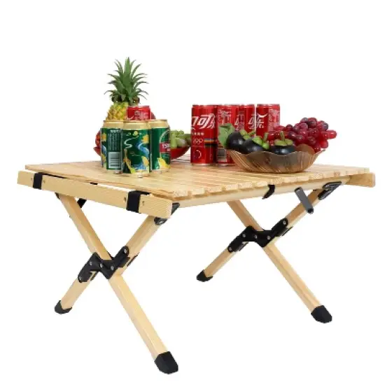 PAGED Small Size Portable Dining Table Modern Wooden Patio Folding Table with X-Frame for Indoor and Outdoor image {5}
