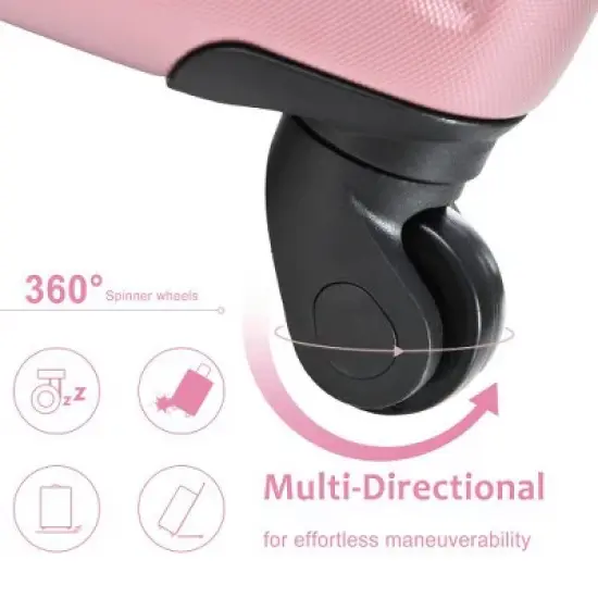 Luupatchy 20 inches Hardshell Carry-On Luggage,with 2 Packing Cubes, Pink image {3}