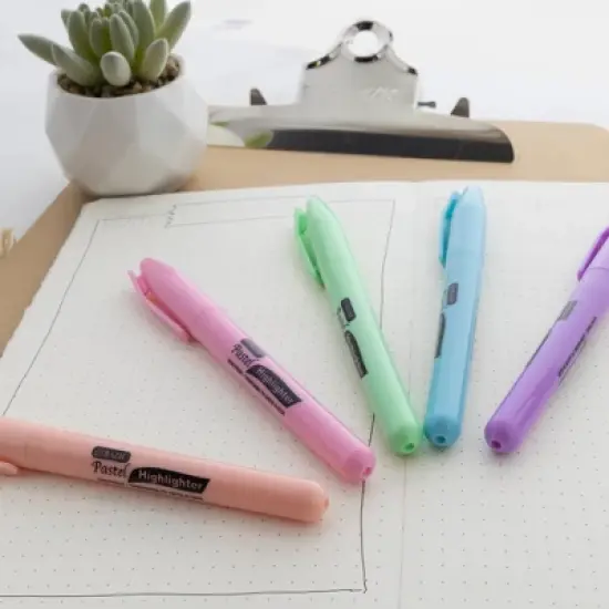 BAZIC Products&reg; Pen Style Highlighter with Pocket Clip, Pastel, 5 Per Pack, 12 Packs image {3}