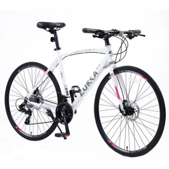 NAYSAYE Bicycle 24 Speed Hybrid Bike Disc Brakes Aluminum Frame for Men and Women for City Cycling, White, 67.32"*14.56"*39.37" image {2}