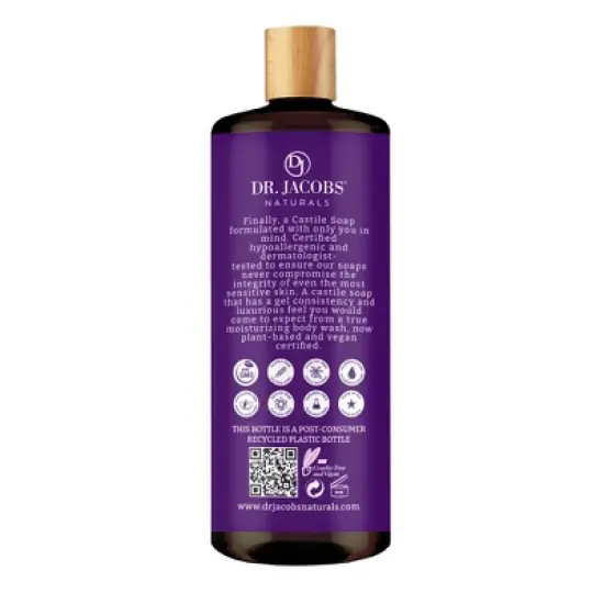 Dr. Jacobs Naturals Plant-Based Castile Body Wash Gel- Lavender- Hypoallergenic -Dermatologist tested image {1}
