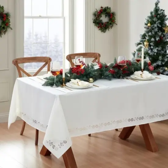 Elrene Poinsettia Noel Laser Cut Tablecloth - Elrene Home Fashions image {1}
