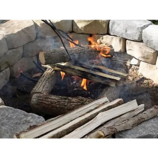 Aoodor Outdoor Fire Pit Grate Log Round Kindling Tools Round Tongs Black Color Garden Use image {6}