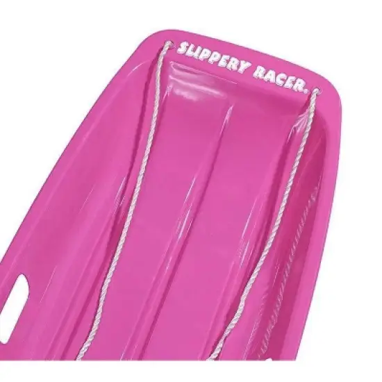 Slippery Racer Downhill Sprinter Flexible Kids Toddler Plastic Cold-Resistant Toboggan Snow Sled w/ Pull Rope and Handles, 2 Pack, 1 Pink and 1 Red image {2}