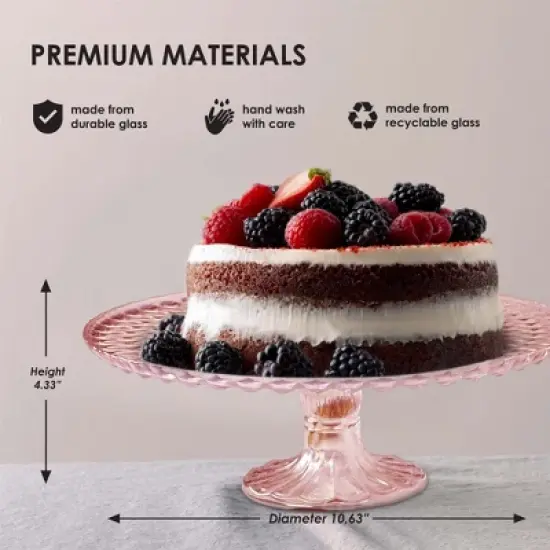 Amici Home Rochester Footed Glass Cake Stand - Vintage Diamond Pattern Round Pedestal for Dessert Display, Housewarming, Dining Decor, Weddings image {4}