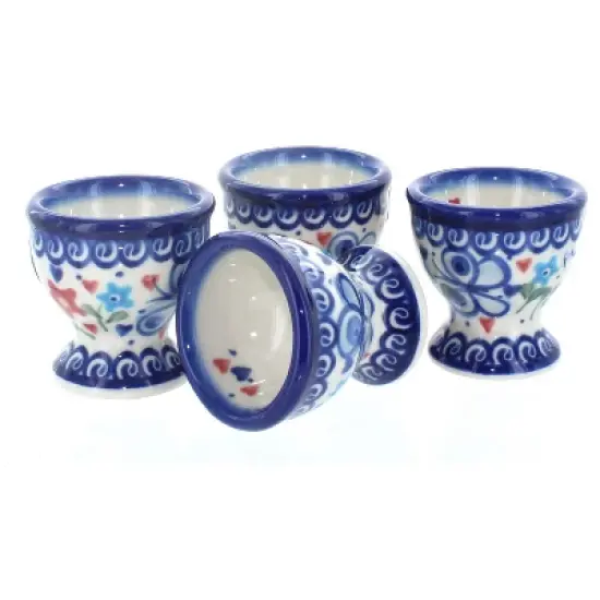 Blue Rose Polish Pottery 38-4 Vena Egg Cup Set image {4}